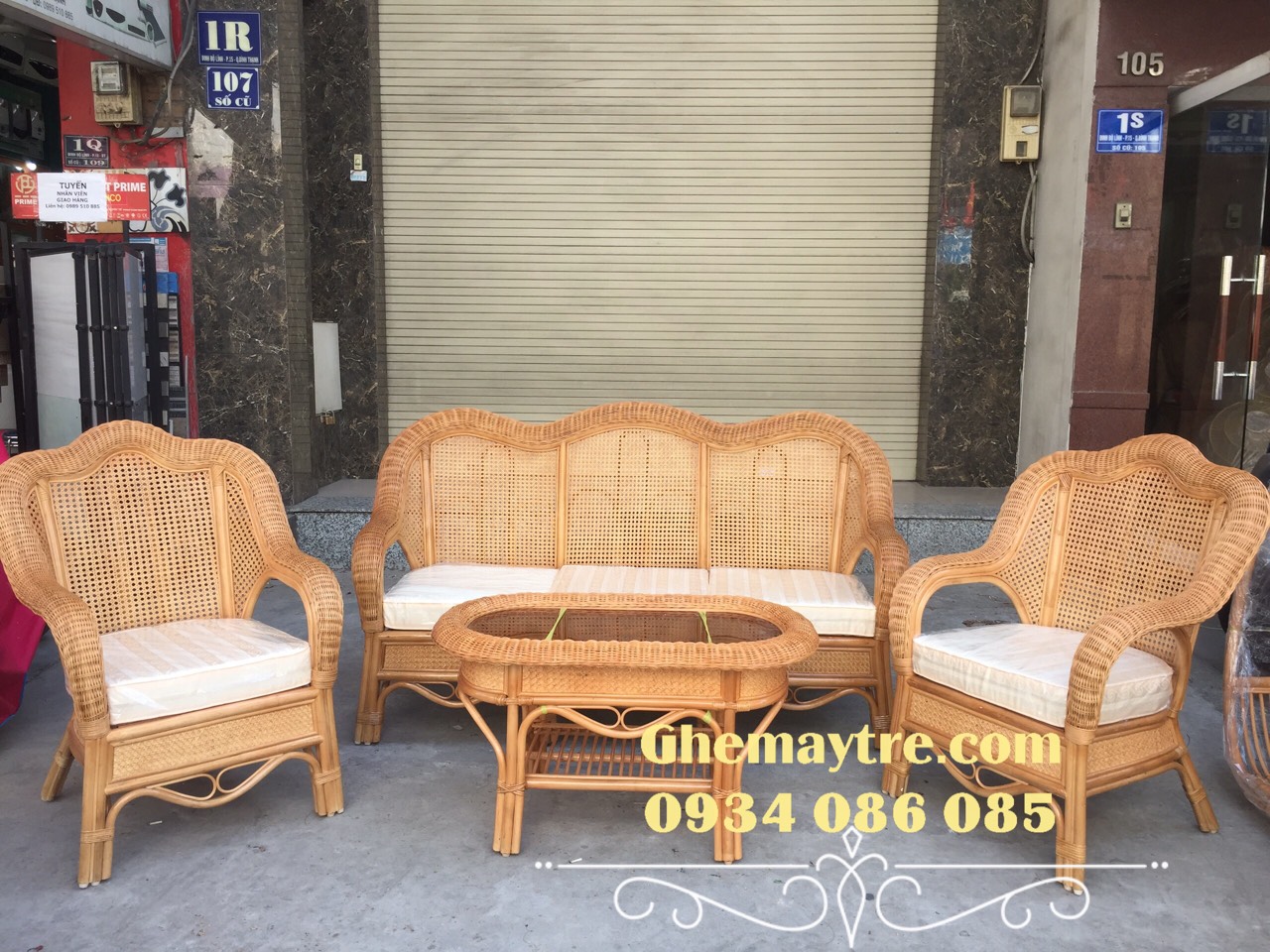 Bàn ghế sofa mây phòng khách BV865